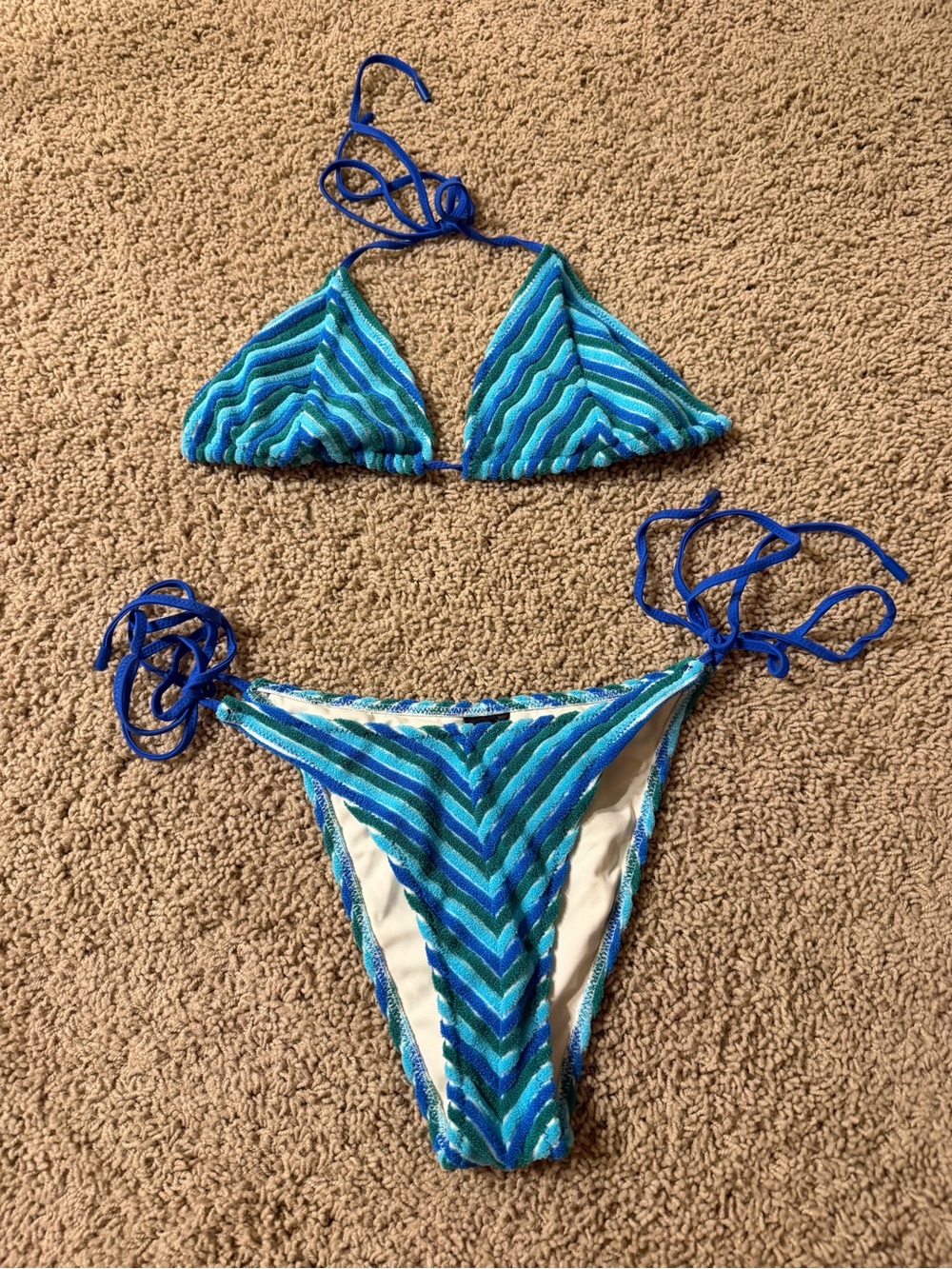 triangl swimwear Blue & Teal Crochet Triangle Bikini